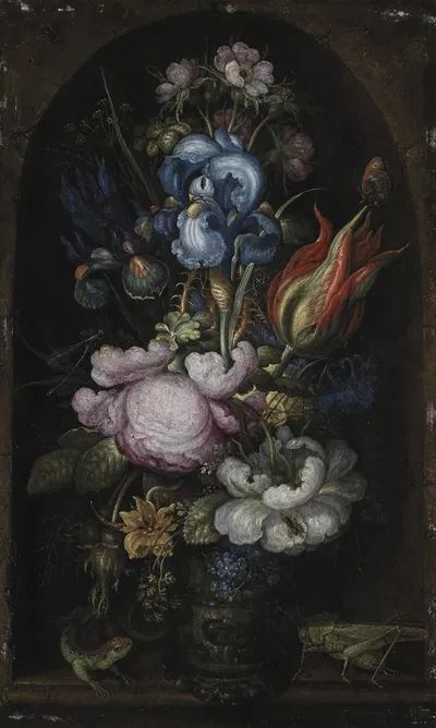 Bouquet Of Flowers In A Stone Niche by Роелант Савери, 1619 - 1620 — digital art print download
