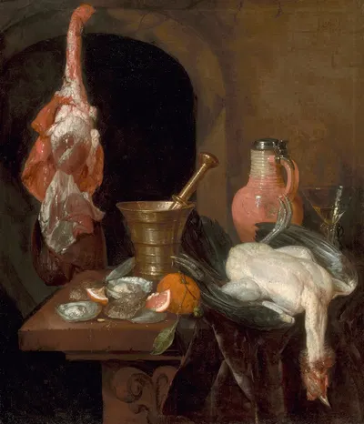 Preparations for a Meal by Авраам ван Бейерен, 1664 — digital art print download