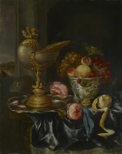 Banquet Still Life with Nautilus Cup by Авраам ван Бейерен — digital art print download