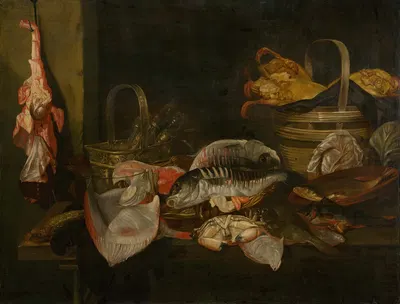 Still Life with Fish by Авраам ван Бейерен, 1660–1670 — digital art print download