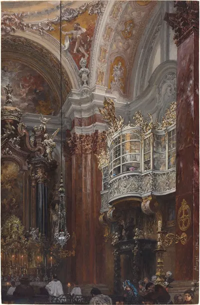 The Interior of the Jacobskirche at Innsbruck by Adolph von Menzel, 1872 — digital art print download