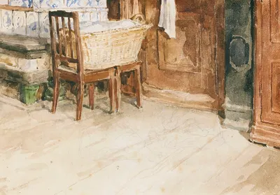 Living Room Corner With Laundry Basket by Albert Anker — digital art print download