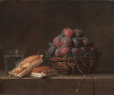 Basket of Plums by Анн Валле-Костер, 1769 — digital art print download