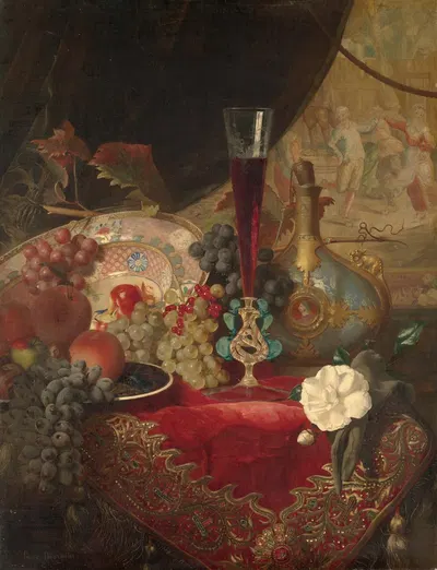 Fruit still life by Blaise-Alexandre Desgoffe, 1866 — digital art print download
