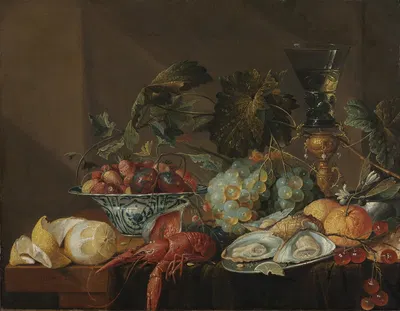 Still-Life with Crayfish, Oysters, and Fruit by Cornelis de Heem — digital art print download