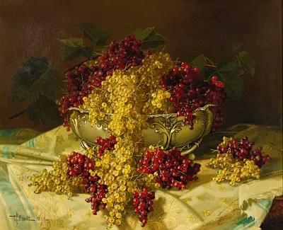Still Life With Red And White Currants by Edward Chalmers Leavitt, 1890 — digital art print download