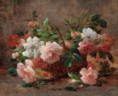 A Basket with Roses by Eugene Petit — digital art print download