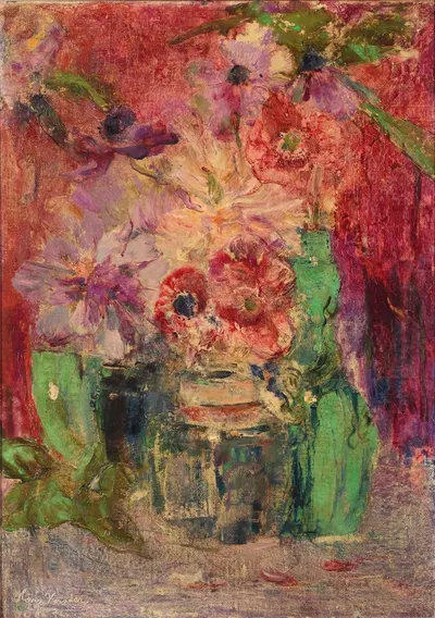 Poppies in a ginger jar by Floris Verster — digital art print download
