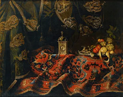Still Life With Carpet And Clock by FRANCESCO FIERAVINO — digital art print download
