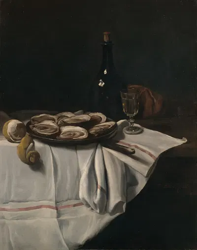 Still Life with Oysters by Франсуа Бонвен, 1860 — digital art print download