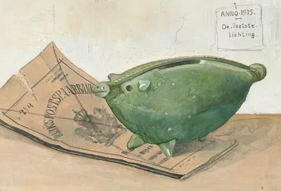 Spaarvarken en spaarbankboekje by Франс Эвербаг, 1915 — digital art print download