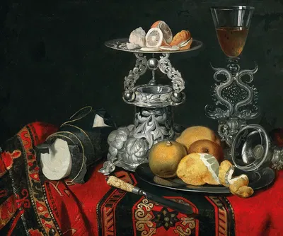 A still life with a Venetian glass, a silver vessel and lemons by Немецкая школа — digital art print download