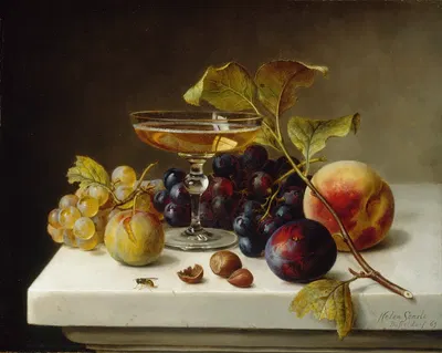 Still Life with Fruit and Champagne by Helen Searle, 1869 — digital art print download