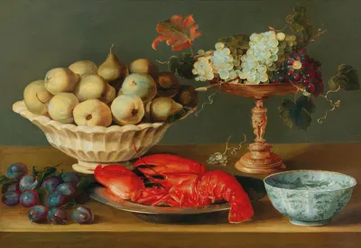 Still life with a lobster, fruit and a gilded tazza by Jacob Foppens van Es — digital art print download