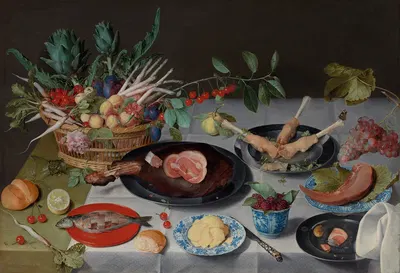 Still Life with Meat, Fish, Vegetables, and Fruit by Jacob van Hulsdonck — digital art print download