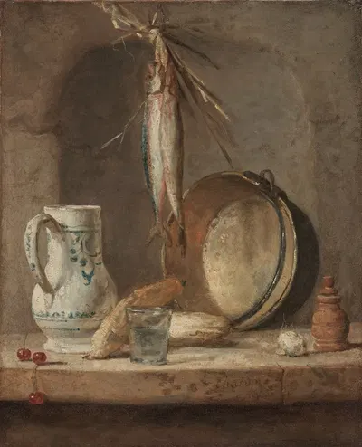 Still Life with Herrings by Жан Симон Шарден, c. 1735 — digital art print download