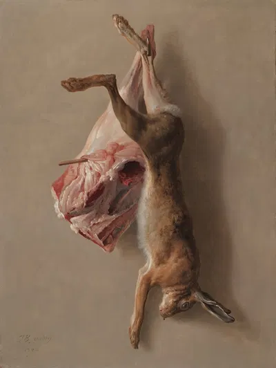 A Hare and a Leg of Lamb by Jean-Baptiste Oudry, 1742 — digital art print download