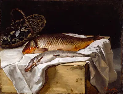 Still Life with Fish by Frédéric Bazille, 1866 — digital art print download