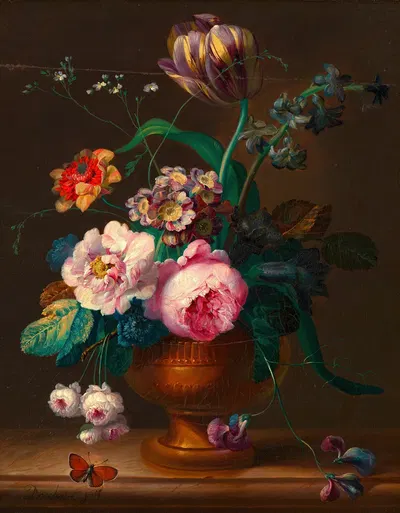 Blumenstillleben in Vase by Иоганн Баптист Дрекслер — digital art print download