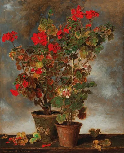 Geraniums by Иоганн Баптист Рейтер, 1884 — digital art print download