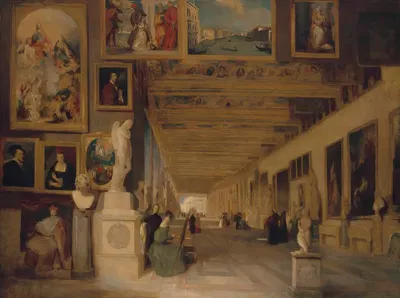 The Long Gallery of the Uffizi, Florence by Джон Скарлет Дэвис, 1834 — digital art print download