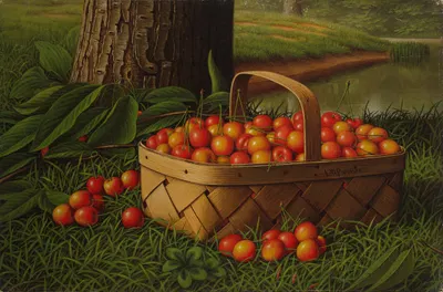 Cherries in a Basket by Леви Уэллс Прентис — digital art print download