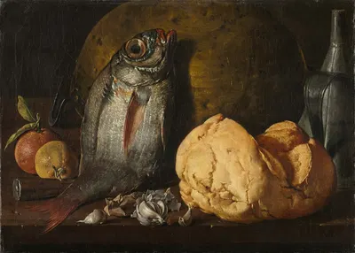 Still Life with Fish, Bread, and Kettle by Luis Meléndez, c. 1772 — digital art print download