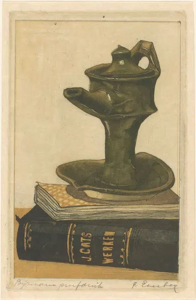 Stilleven met schenkkan en boeken by Франс Эвербаг, 1914 — digital art print download