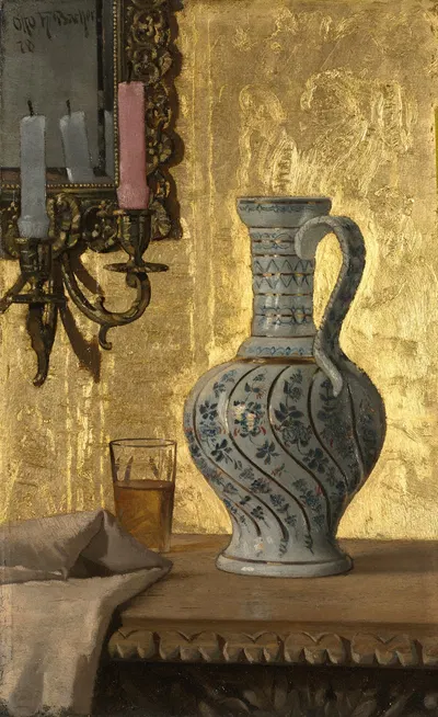 Pitcher And A Glass On A Table by Отто Генри Бахер, 1878 — digital art print download