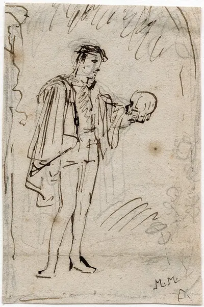 Hamlet en Ophelia elkaar omarmend by Matthijs Maris — digital art print download