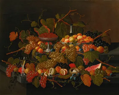 Still Life With Fruit And Champagne by Severin Roesen — digital art print download