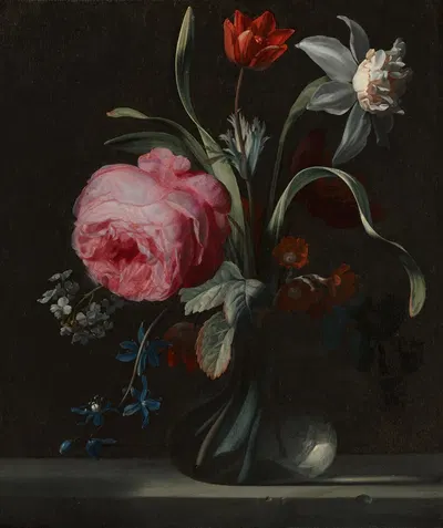 Flowers in a Vase by Симон Верелст, c. 1669 — digital art print download