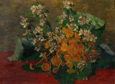 Blumenstück (Löwenzahn und Apfelblüten) by Тина Блау, 1902 — digital art print download