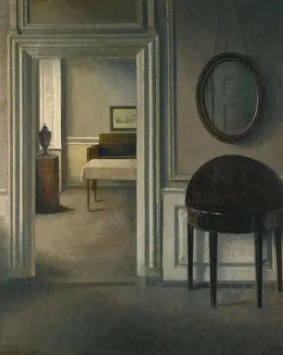 Interior With A Mirror by Vilhelm Hammershøi — digital art print download