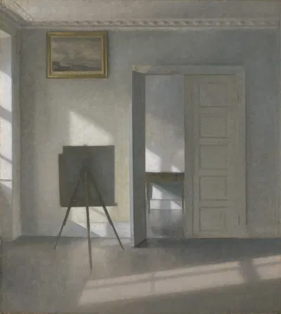 Interior with an Easel, Bredgade 25 by Vilhelm Hammershøi, 1912 — digital art print download