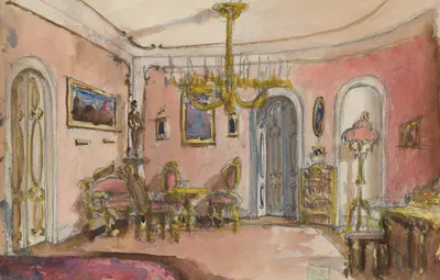 The interior of the aristocratic residence by Vojtech Klimkovič, 1860 — digital art print download