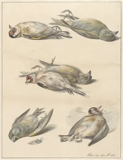 Zes dode vogeltjes by Виллем ван Лин, 1803 — digital art print download