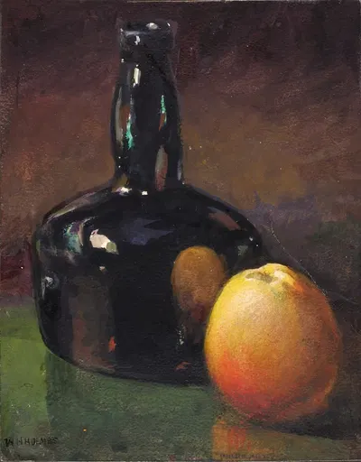 Still Life-Apples and Bottle by Уильям Генри Холмс — digital art print download