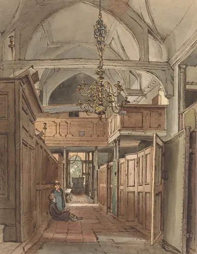 Interior of Bushey Church by Уильям Генри Хант, 1815-1820 — digital art print download