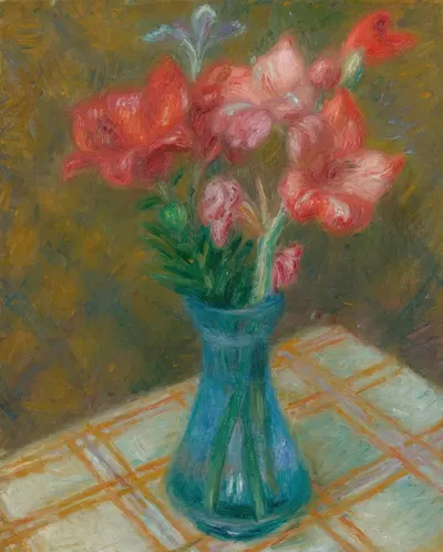 Gladiolas In Green Glass Vase by William James Glackens — digital art print download