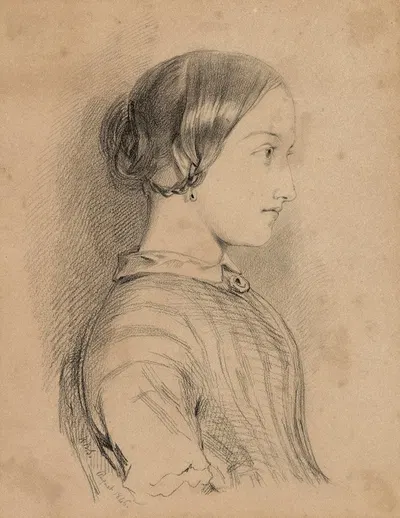 Portrait study of a young woman by William Bell Scott, 1846 — digital art print download
