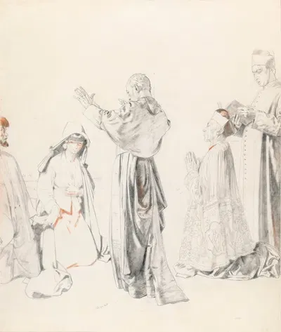 A Priest Blessing a Couple: Study for 'The Western Wedding' by Уильям Орпен, c.1914 — digital art print download