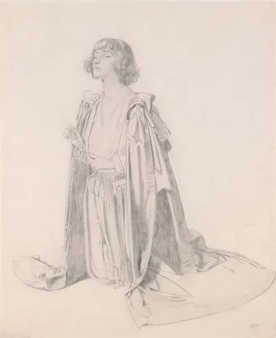 Kneeling Figure of a Woman: Study for 'The Holy Well' by William Orpen, c.1914 — digital art print download