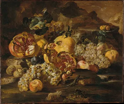 Pomegranates and Other Fruit in a Landscape by Абрахам Брейгель — digital art print download