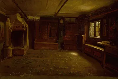 Farm Interior by Адольф Тидеманд, 1852 — digital art print download