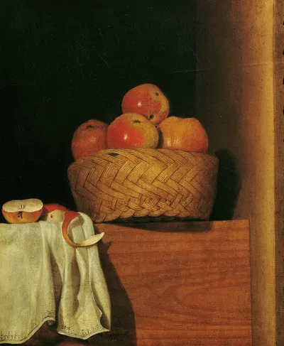 Stillleben mit Apfelkorb by Anna Maria Punz, 1754 — digital art print download