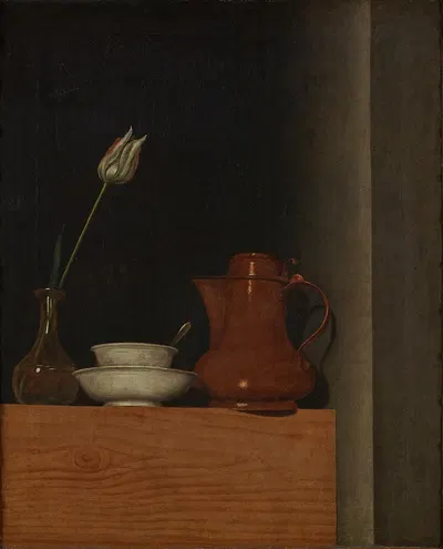 Stillleben mit Krug und Tulpe by Anna Maria Punz, 1754 — digital art print download