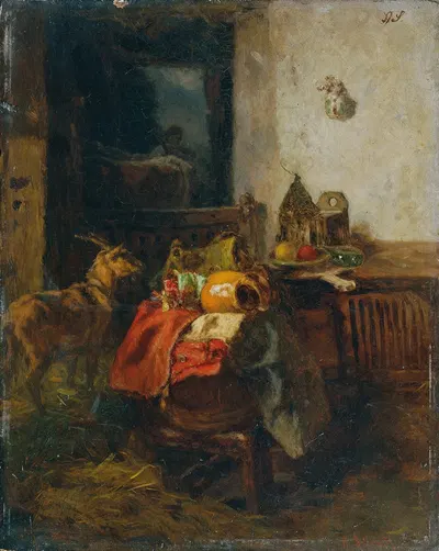 Bauernzimmer mit einem Stillleben by Антон Шрёдль — digital art print download