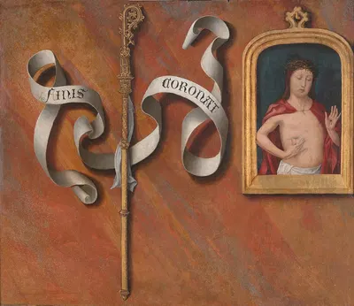 Trompe-l'oeil with Painting of The Man of Sorrows by Бернард ван Орлей — digital art print download