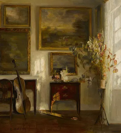 Interior with cello by Карл Хольсё — digital art print download
